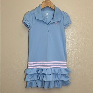 Adidas Light Blue Pink Polo Ruffle Tennis Dress
